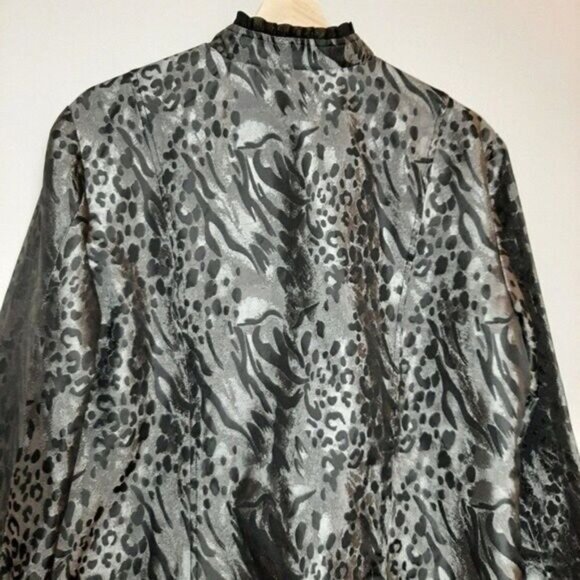 COLDWATER CREEK / Blazer Jacket Button Front Black & Grey Abstract Sz L - Picture 10 of 14